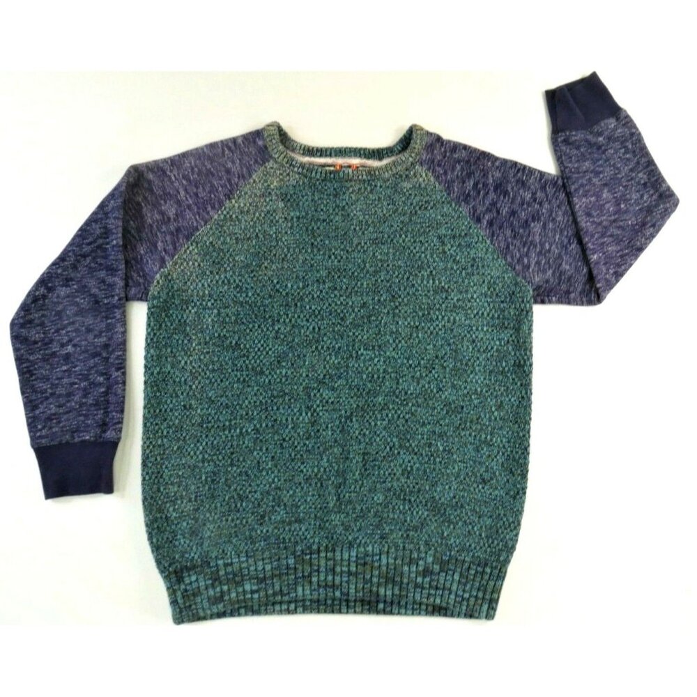 Anthropologie Koto Green w Blue Sleeves Crew Neck Pullover Sweater Women Large
